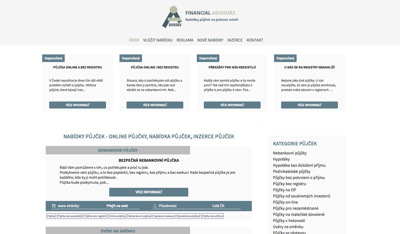 Výroba internetových stránek - Reference, vytvořené internetové stránky - Výroba internetových stránek - Financial Advisors