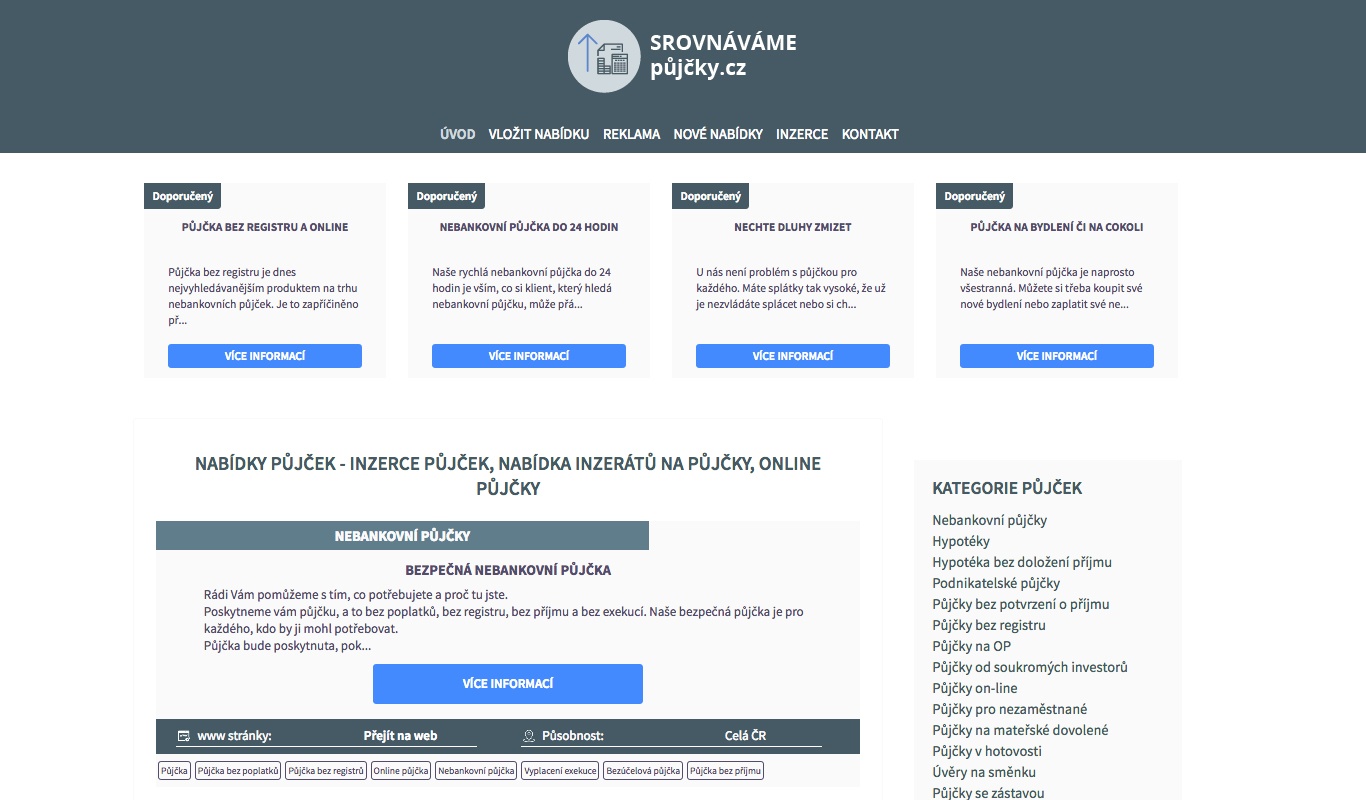 Výroba internetových stránek - Reference, vytvořené internetové stránky - Výroba internetových stránek - Srovnáváme půjčky